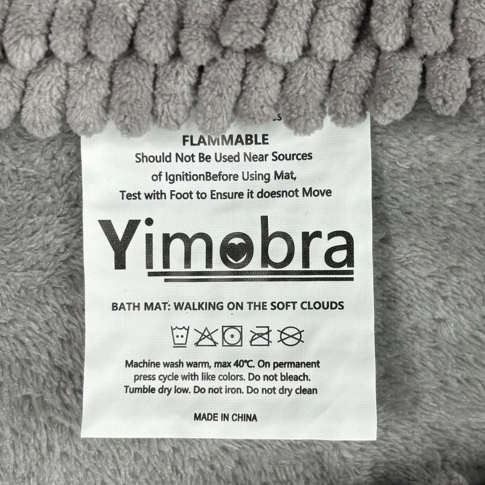 Yimobra Chenille Bathroom Rug Set 2pc Gray 32x20 & 24x17 Soft Non Slip Bath Mats